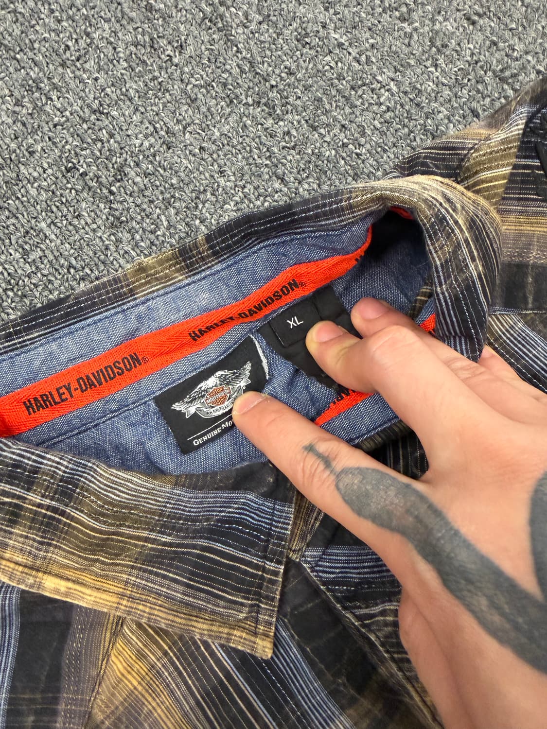 XL) 할리데이비슨 빈티지 체크 반팔 셔츠 상품이미지3