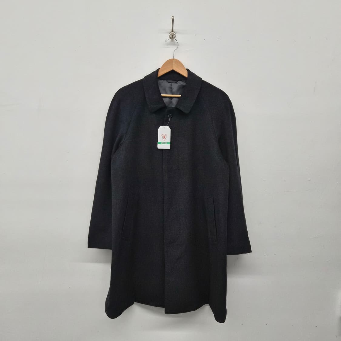 캐시미어 100% 기본 블랙 미디코트 남녀공용 L 상품이미지1