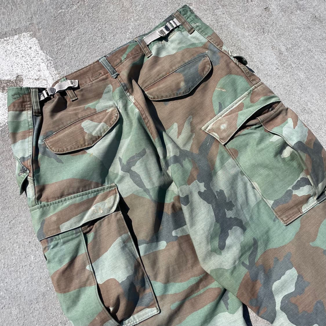 미군 80s OG 우드랜드 썬 페이드 카모 BDU 카고팬츠 상품이미지5