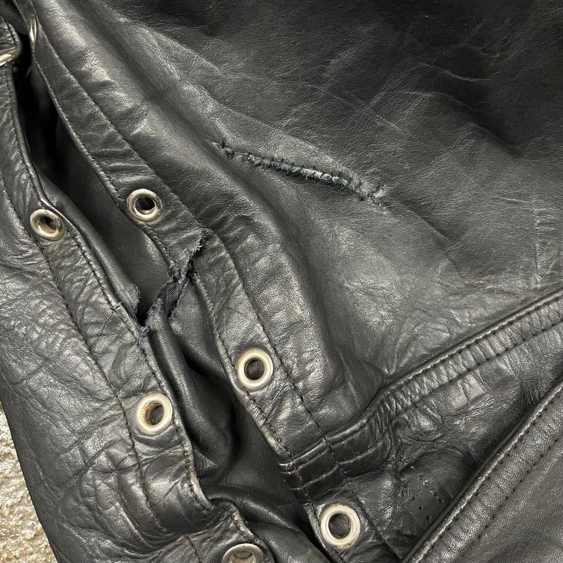 80-90s 빈티지 레이스업 가죽 라이더 자켓 (110) 상품이미지5