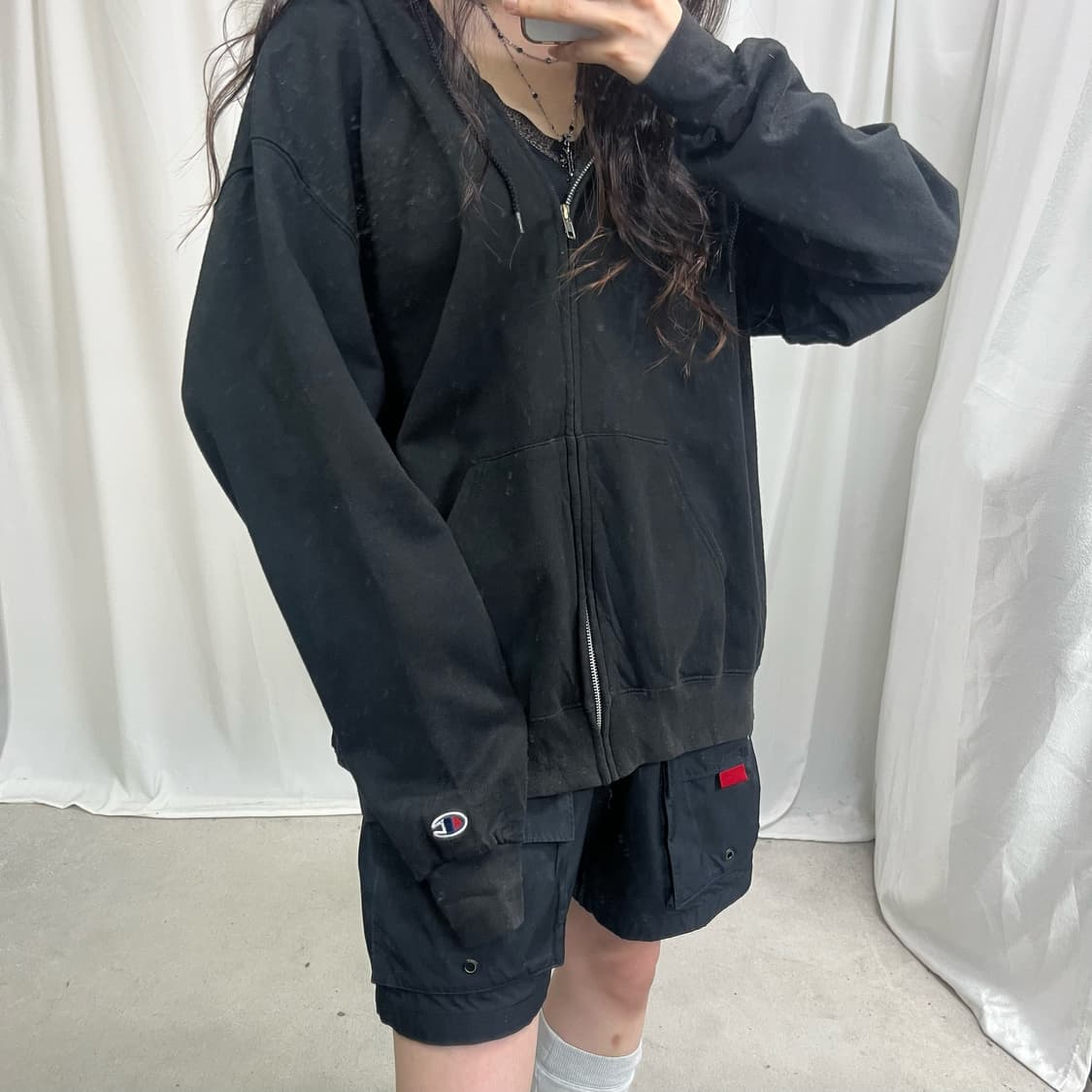 Champion black hood zip-up 상품이미지3