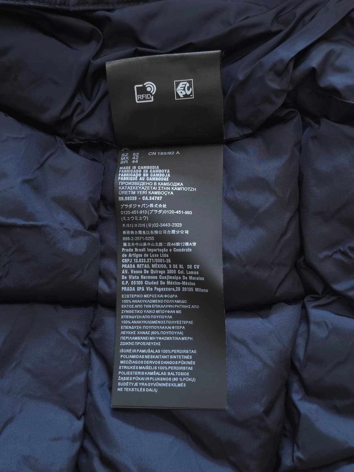 [52] 프라다 리나일론 숏패딩 다크 네이비(SGB112) 상품이미지9