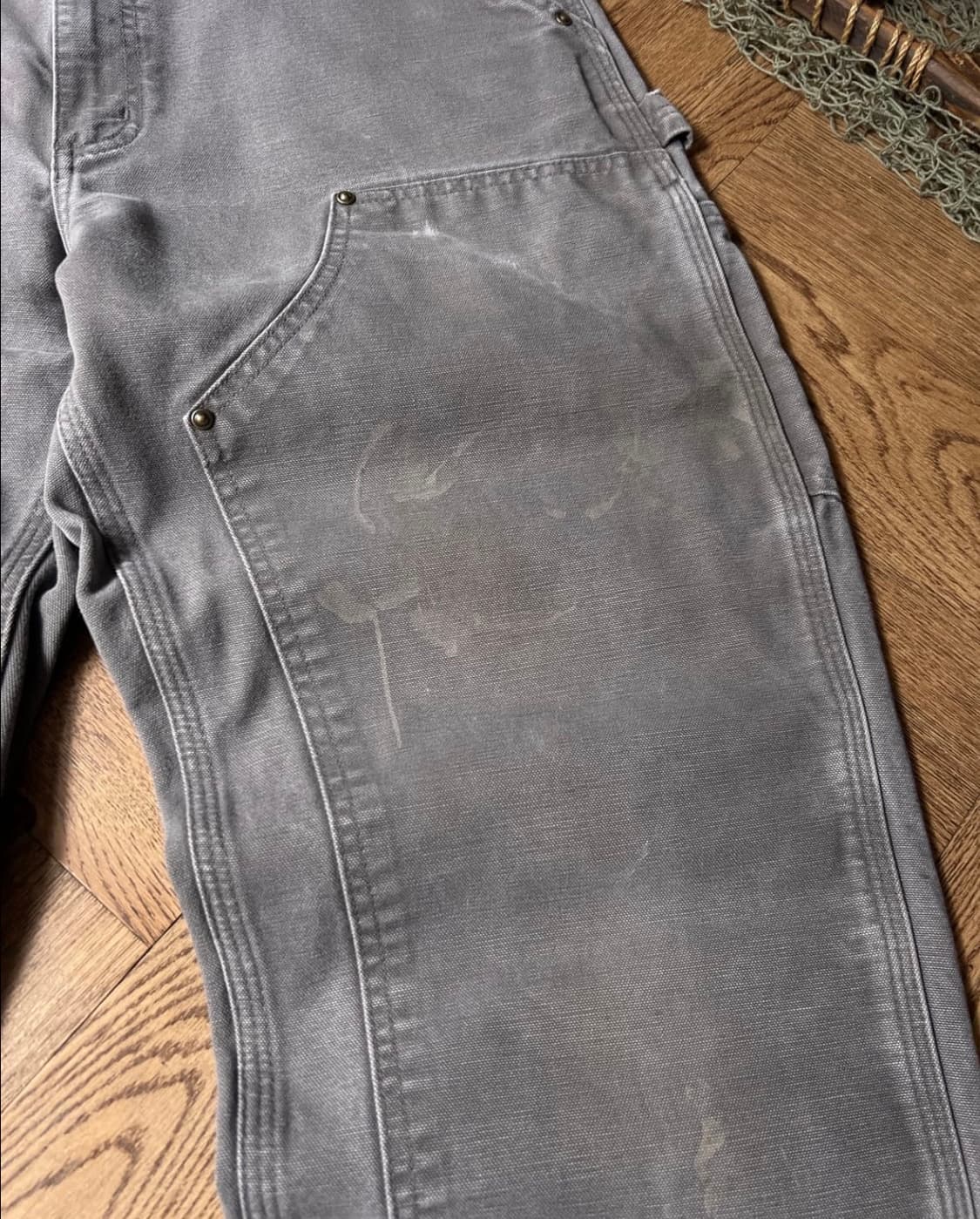 칼하트 USA 빈티지 워싱 차콜그레이 더블니 워크팬츠 33 상품이미지3