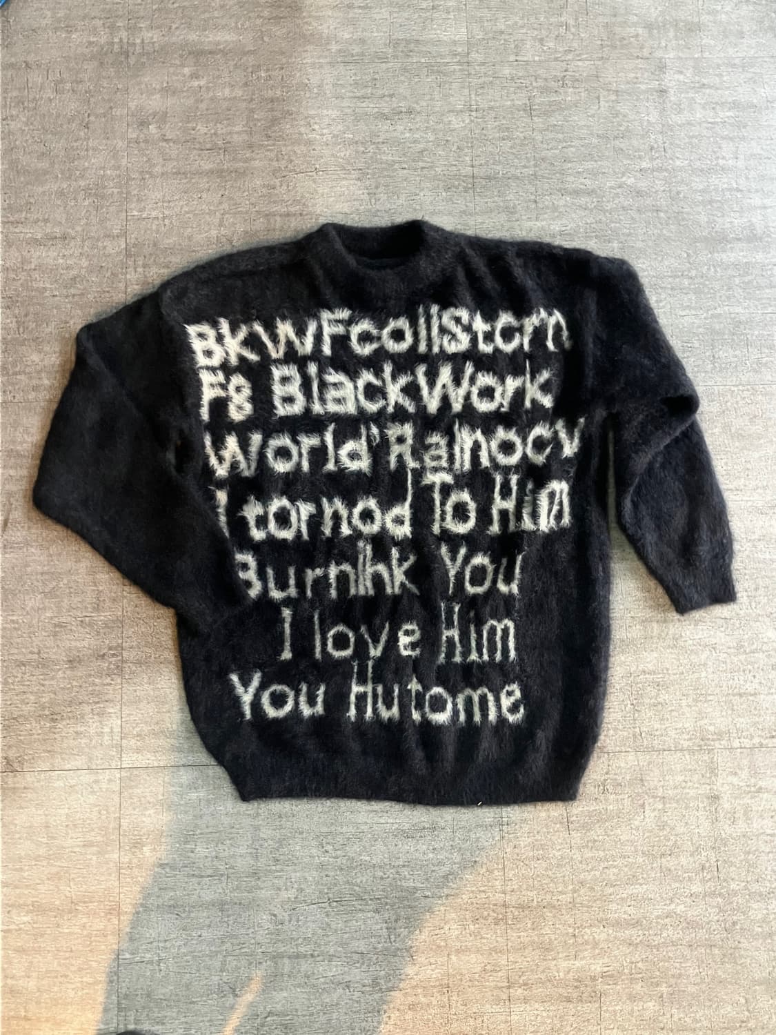 일본빈티지 Bkw 올드스쿨스트릿 혁오풍 레터링 앙고라폭닥니트 상품이미지1