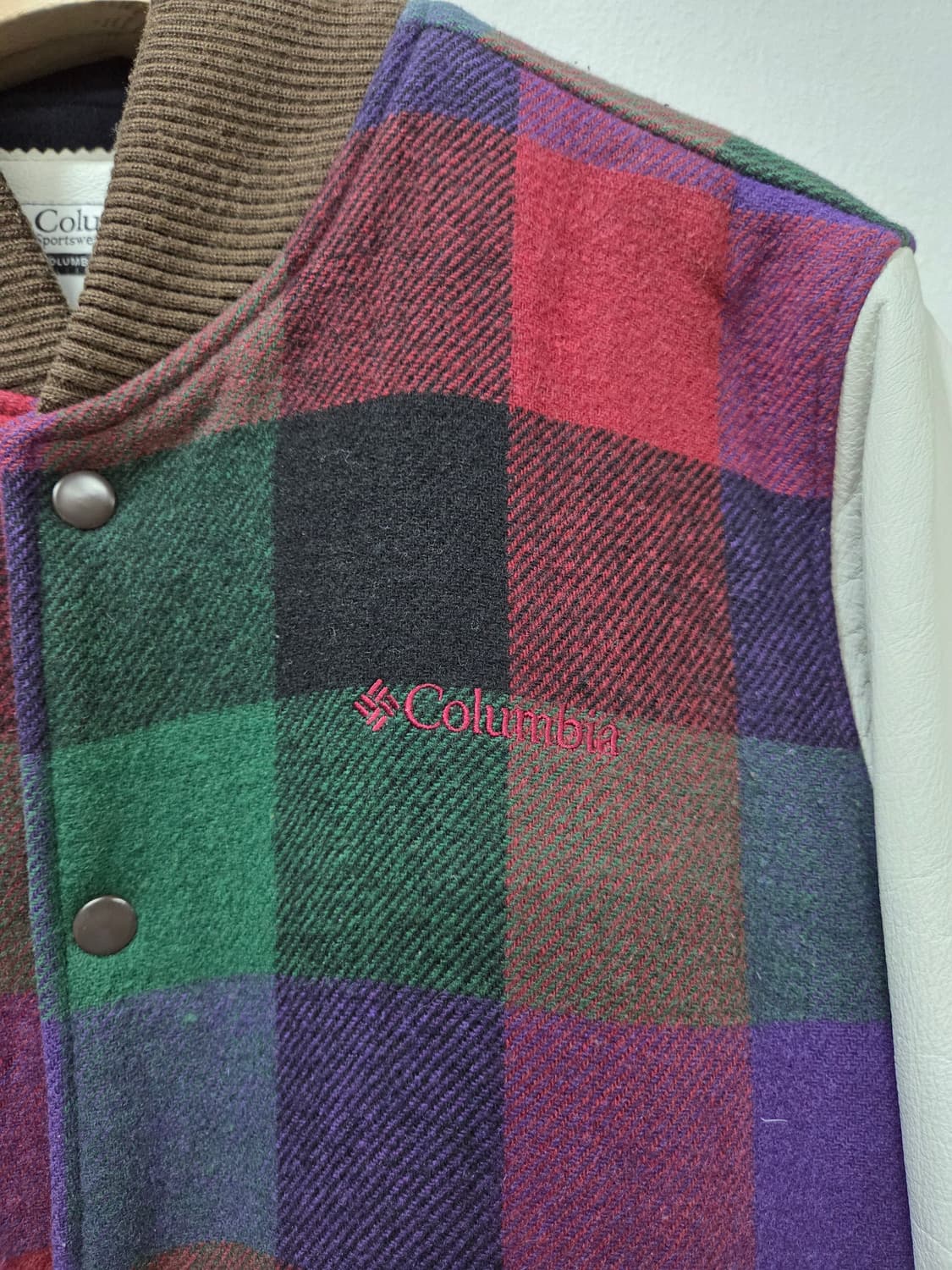 컬럼비아 울 레더 바시티 자켓 봄버점퍼 블루종 상품이미지3