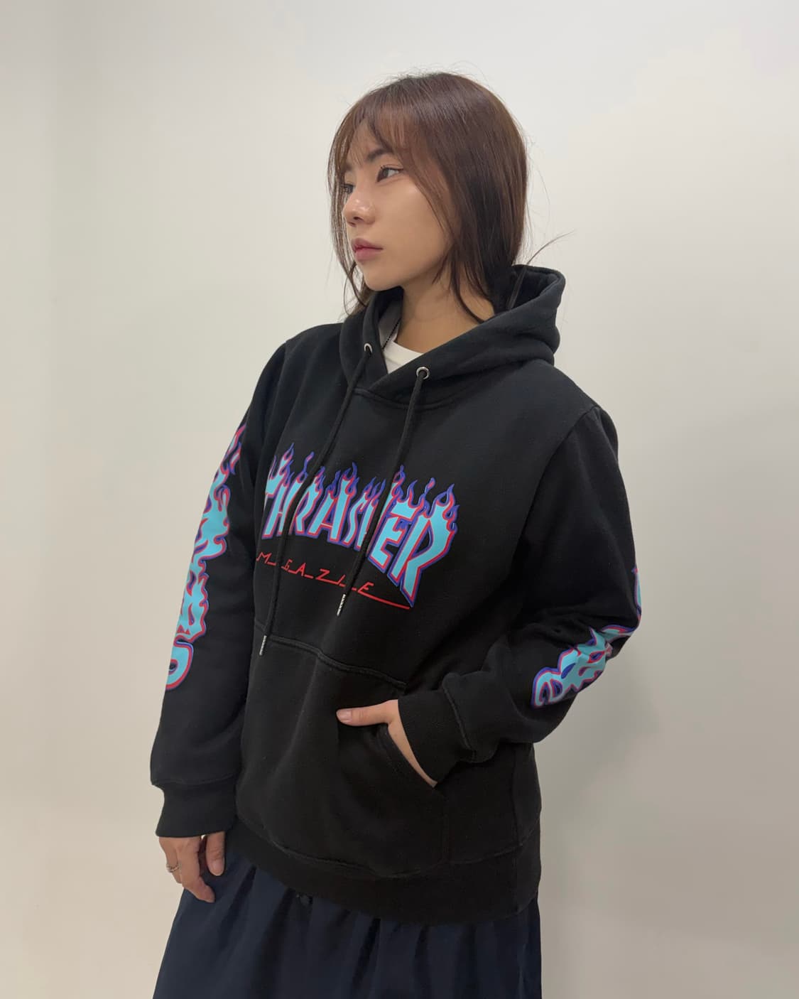 THRASHER 블랙 퍼플 후디 상품이미지2
