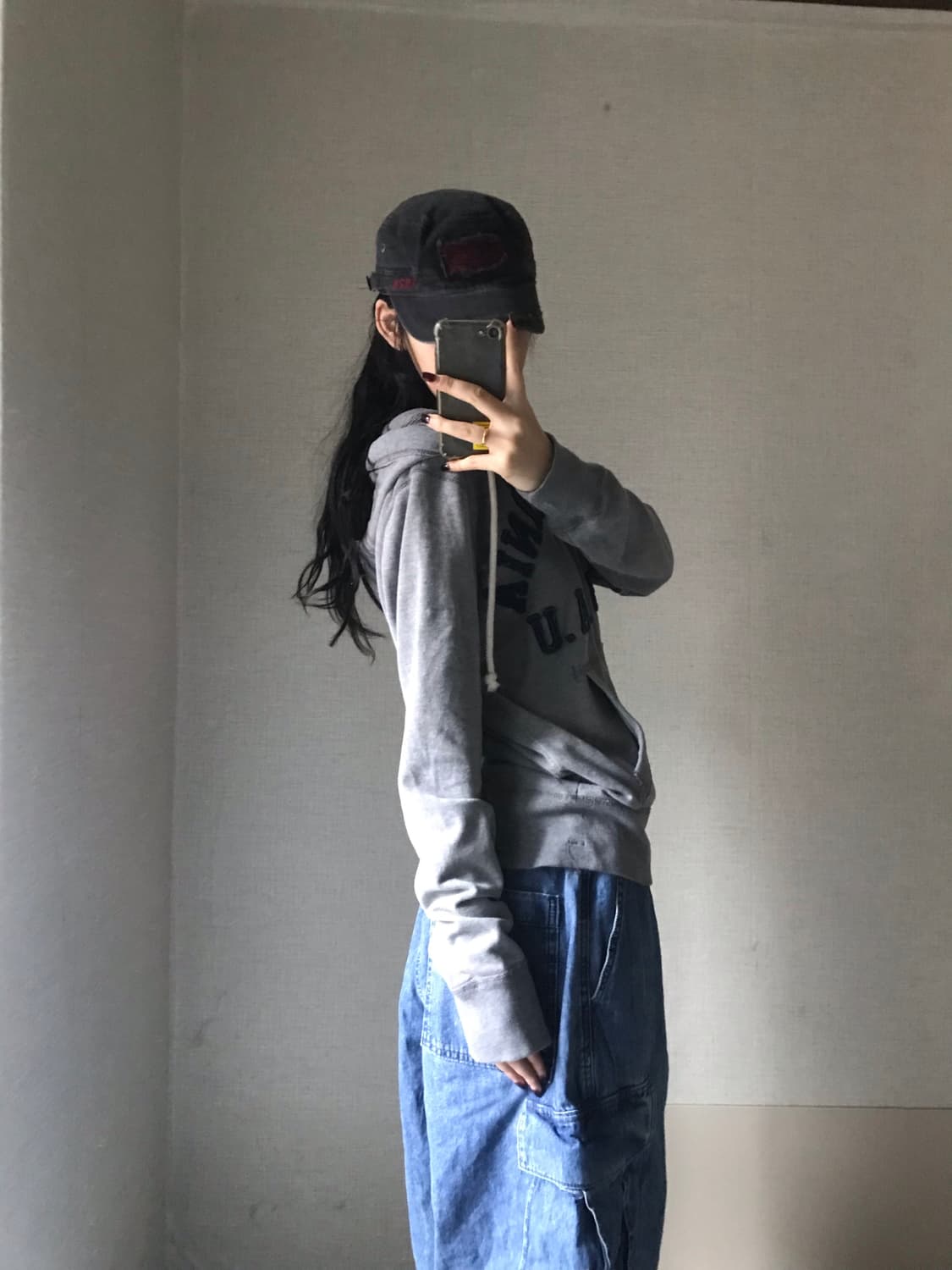 후아유 그레이 네이비 후드집업 상품이미지2