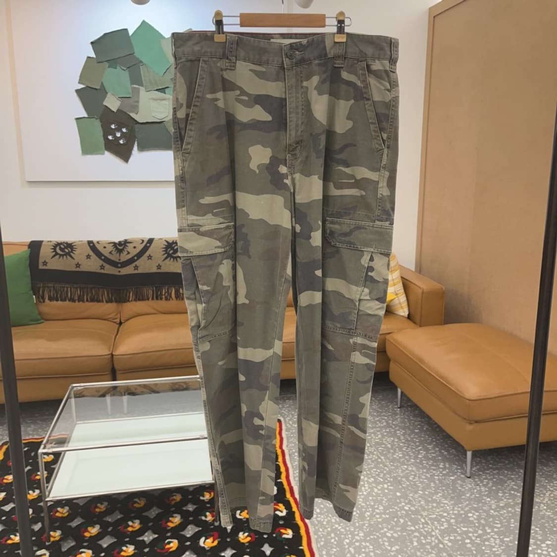 빈티지  밀리터리 카모 플라주 오버핏 카고팬츠 34인치 C06715 상품이미지3