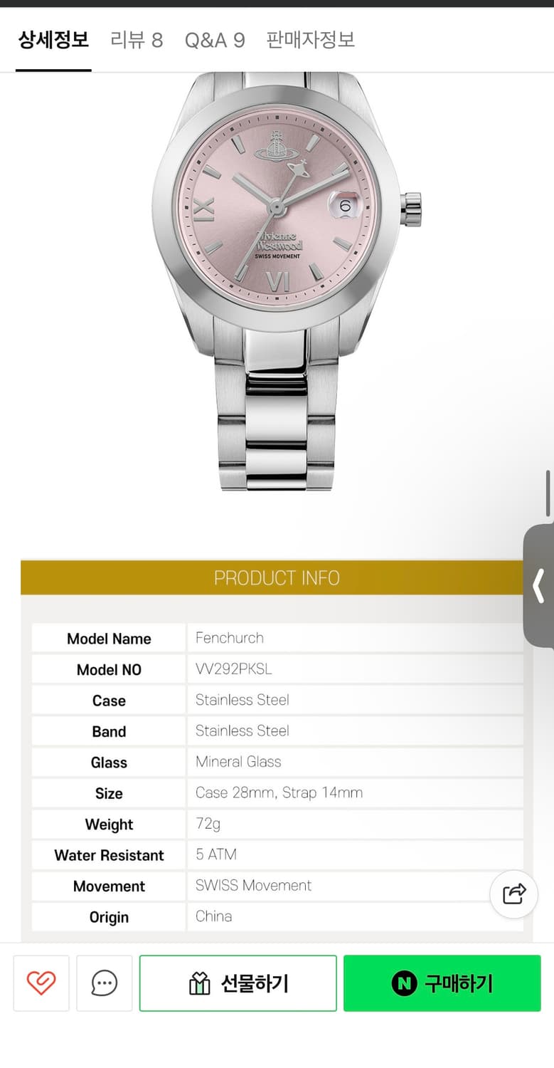 비비안 웨스트우드 펜처치 실버 핑크 VV292PKSL 상품이미지3