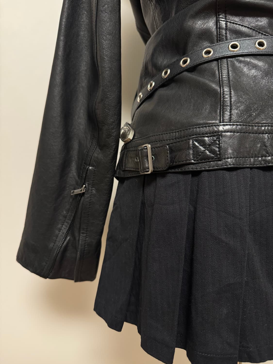 하이넥 펑크 레더 자켓 상품이미지5