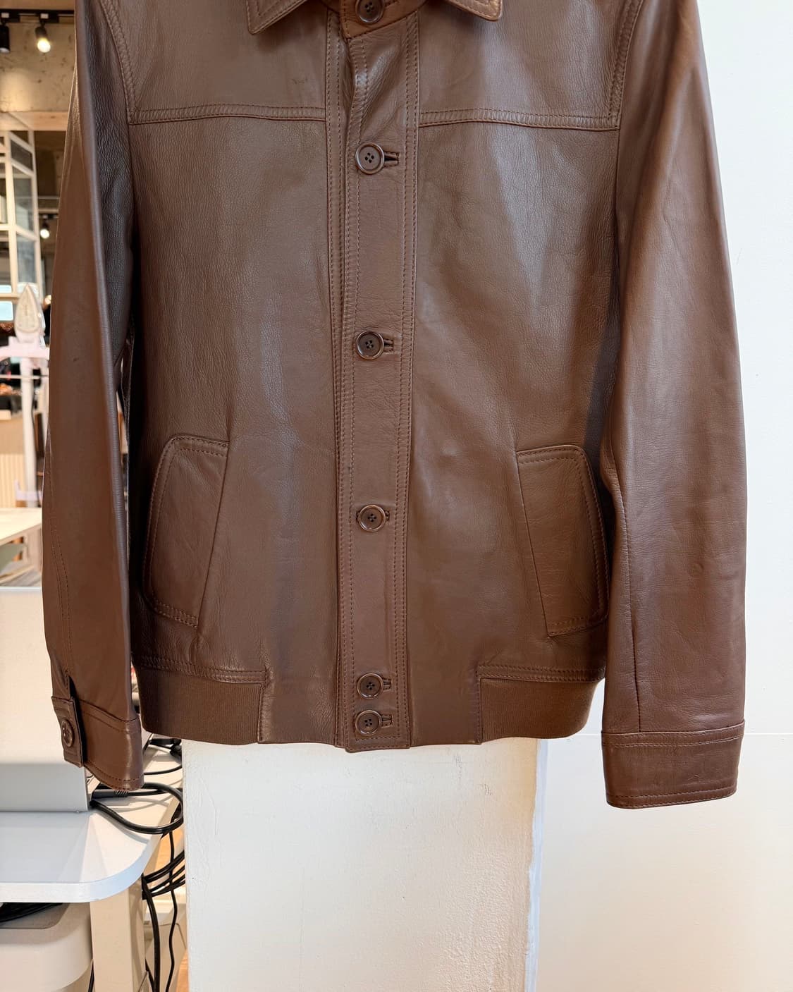 살바토레 산토로 브라운 쉽스킨 레더 자켓  상품이미지6