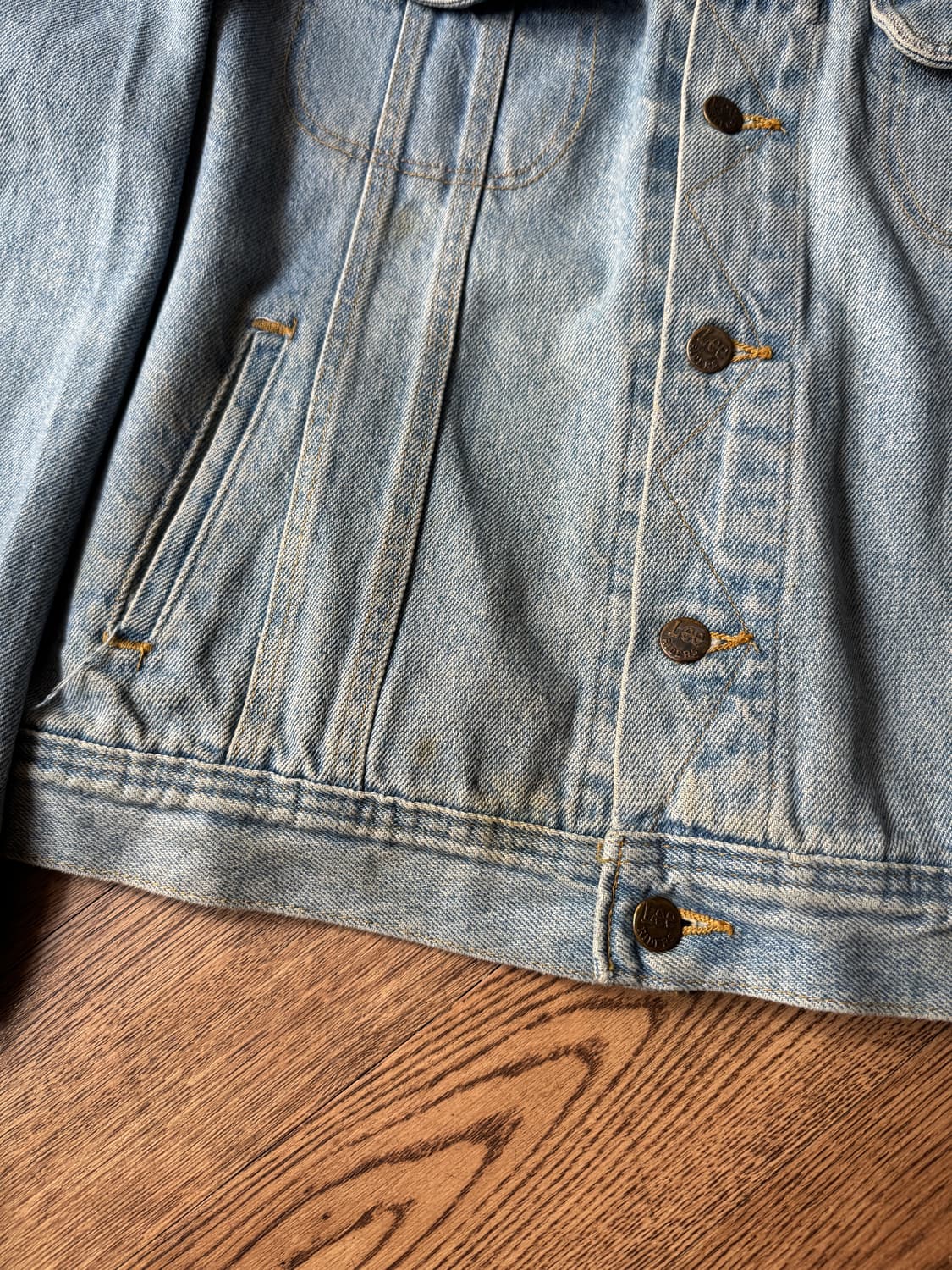 [XL]90s Lee Made in USA 빈티지 워싱 데님 트러커 자켓 상품이미지4
