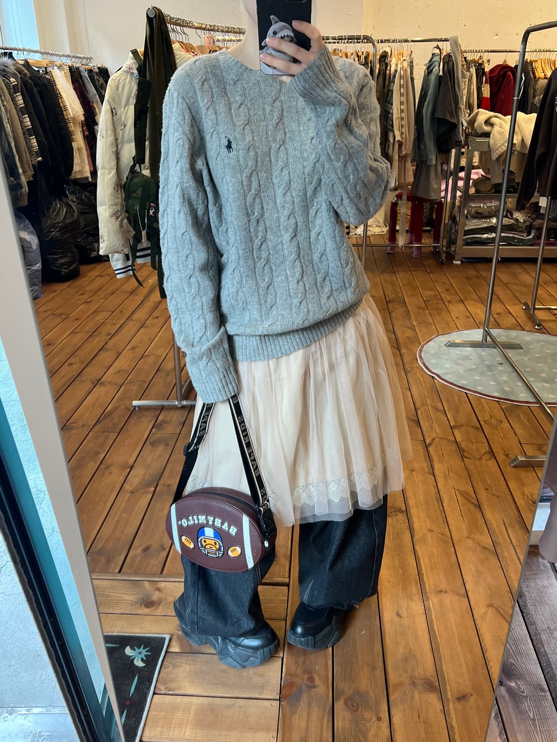 폴로 그레이 꽈배기 니트 상품이미지3