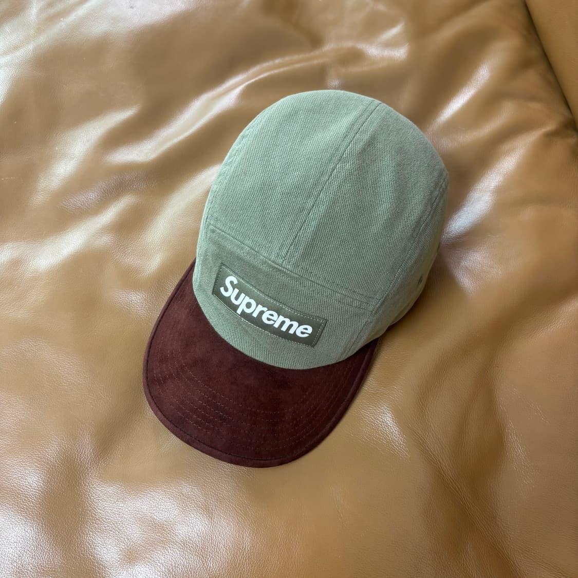 슈프림 캠프캡 모자 박스로고 23ss 스웨이드 바이저 라이트 올리브 상품이미지6
