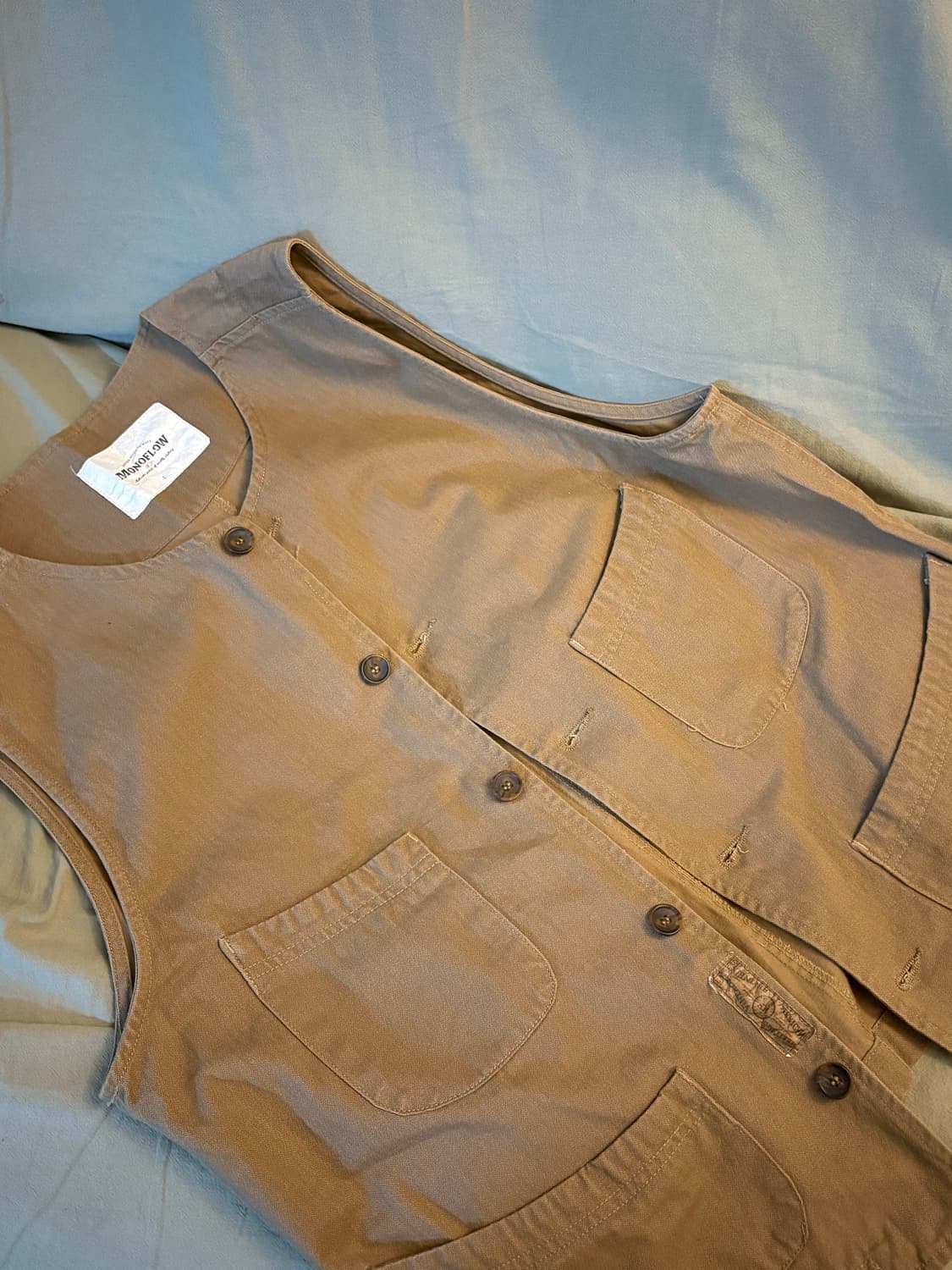 모노플로우 베이지 아메카지 더블포켓 베스트 상품이미지4