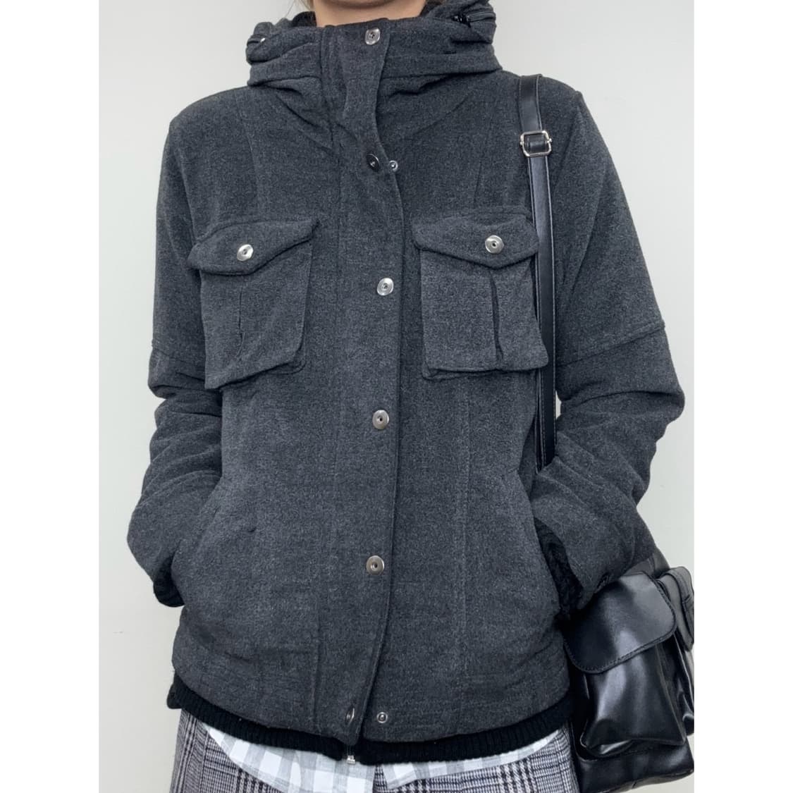 빈티지 차콜 하이넥 울 자켓 상품이미지3