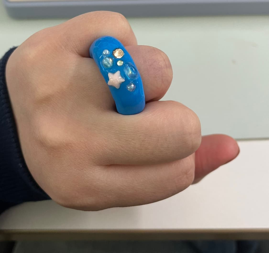 핸드메이드 블루 큐빅 반지 13-14호 상품이미지1