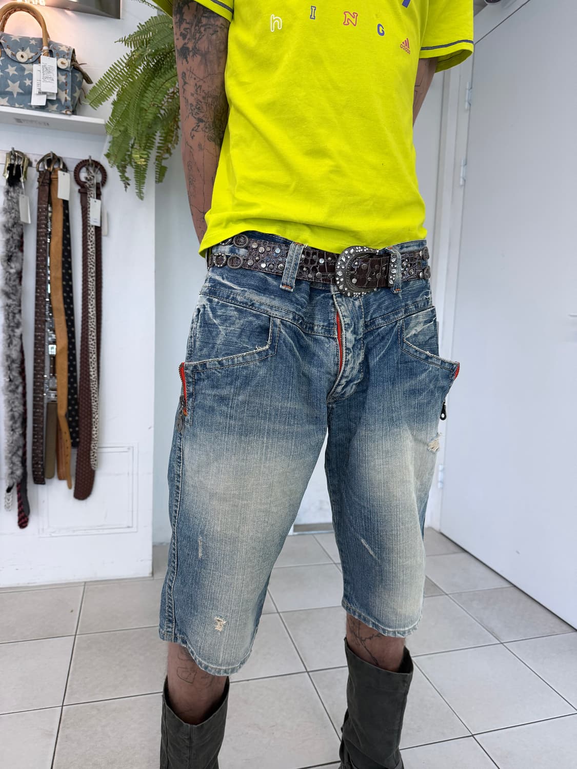 washed denim half pants 상품이미지2