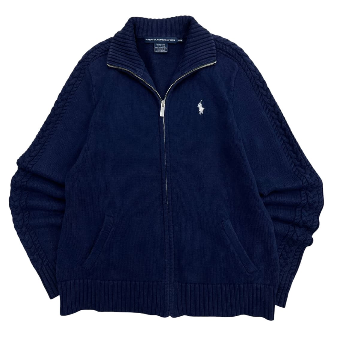폴로 랄프로렌 화이트포니 네이비 꽈배기 니트 집업 M 상품이미지2