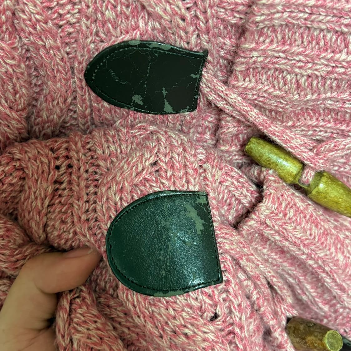 3726 핑크 퍼 떡볶이 니트 후드 가디건 상품이미지6