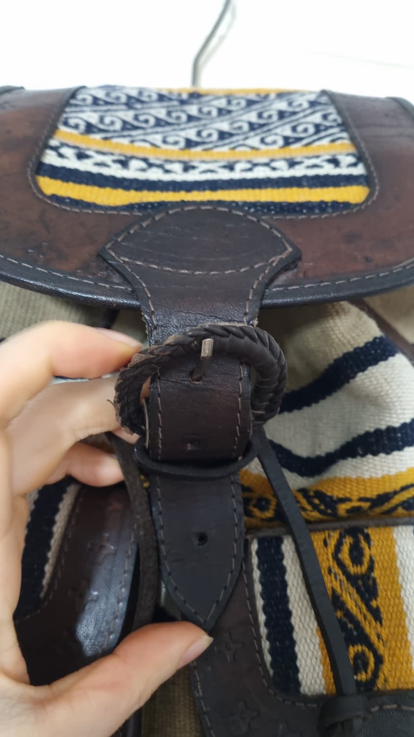 빈티지 에스닉 패턴 통가죽 백팩 상품이미지4