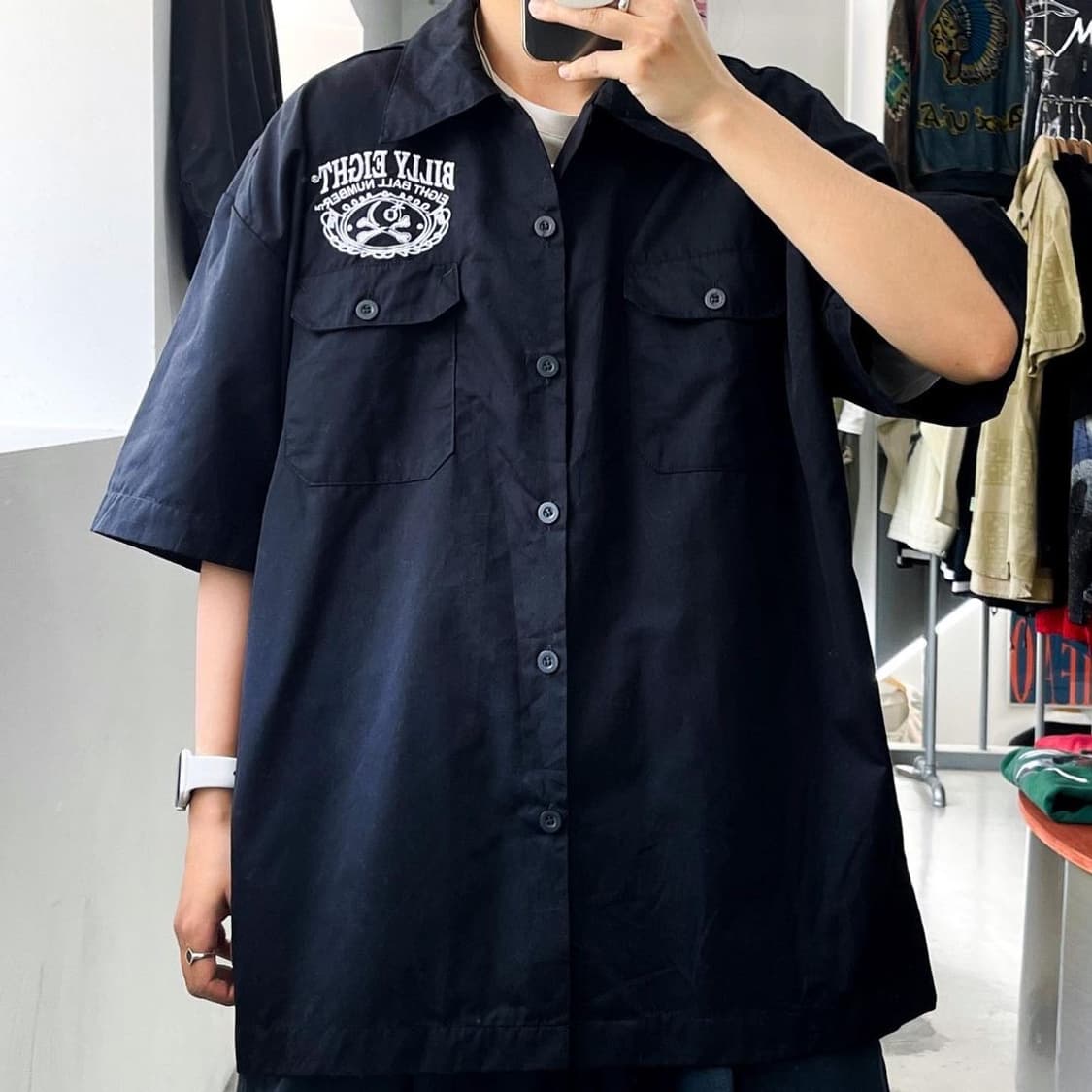 빌리 에잇 핫 앤 로드 블랙 워크 하프 셔츠 상품이미지2