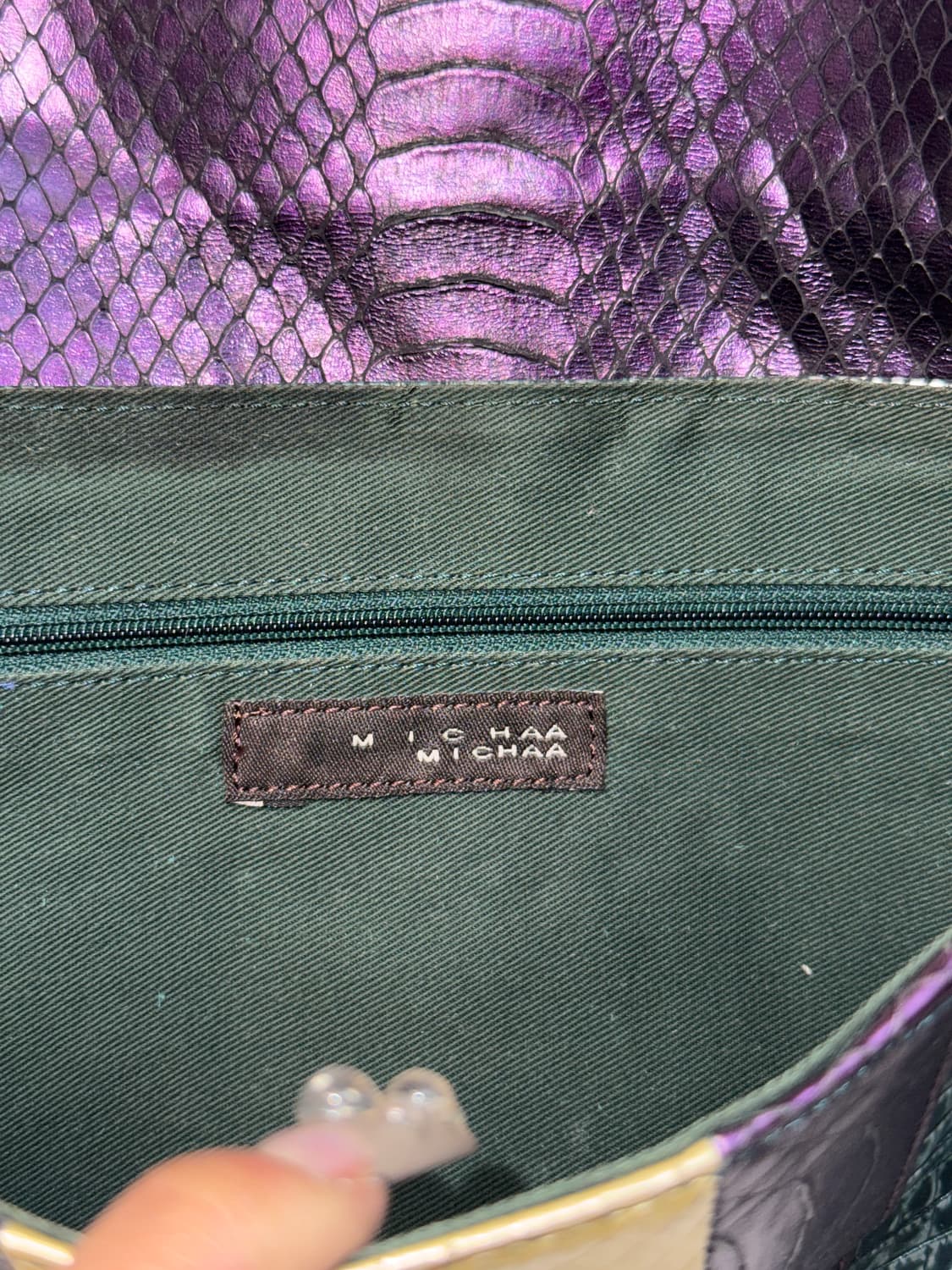 MICHAA metal blue green python chain 숄더백 상품이미지6