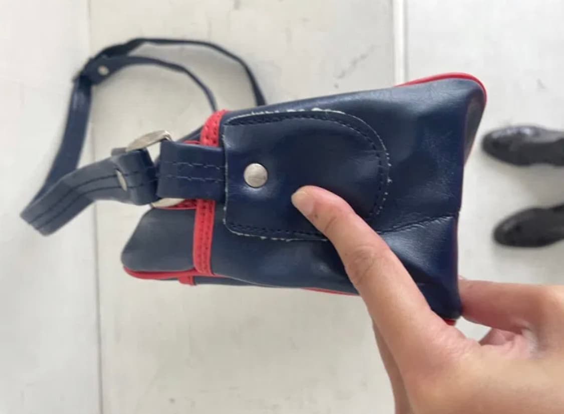 Navy red leather mini cross bag 상품이미지7
