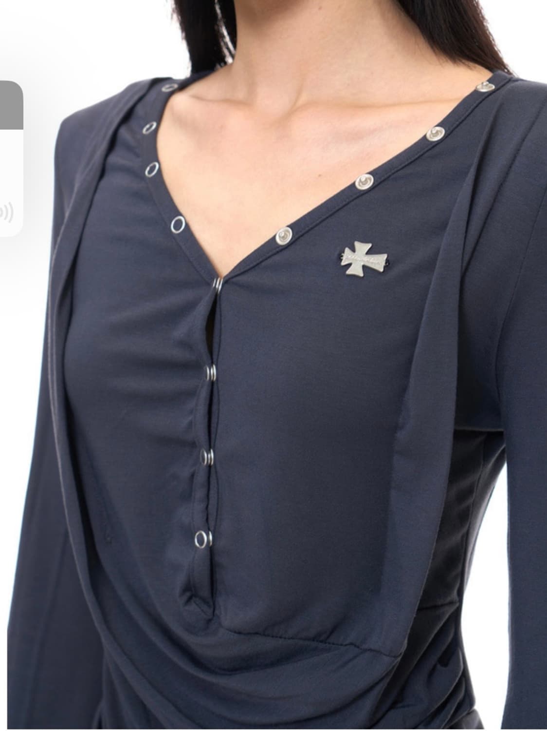 2000아카이브 DRAPED HENLEY TOP 차콜 새상품 상품이미지3