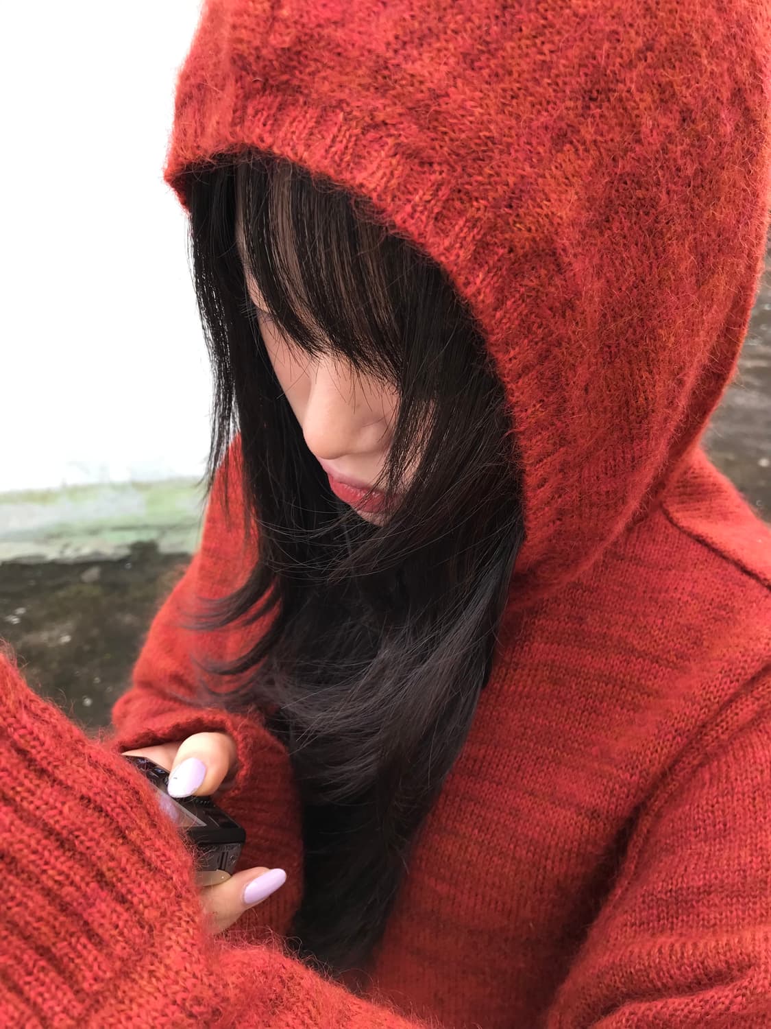 레드 니트 후디 상품이미지3
