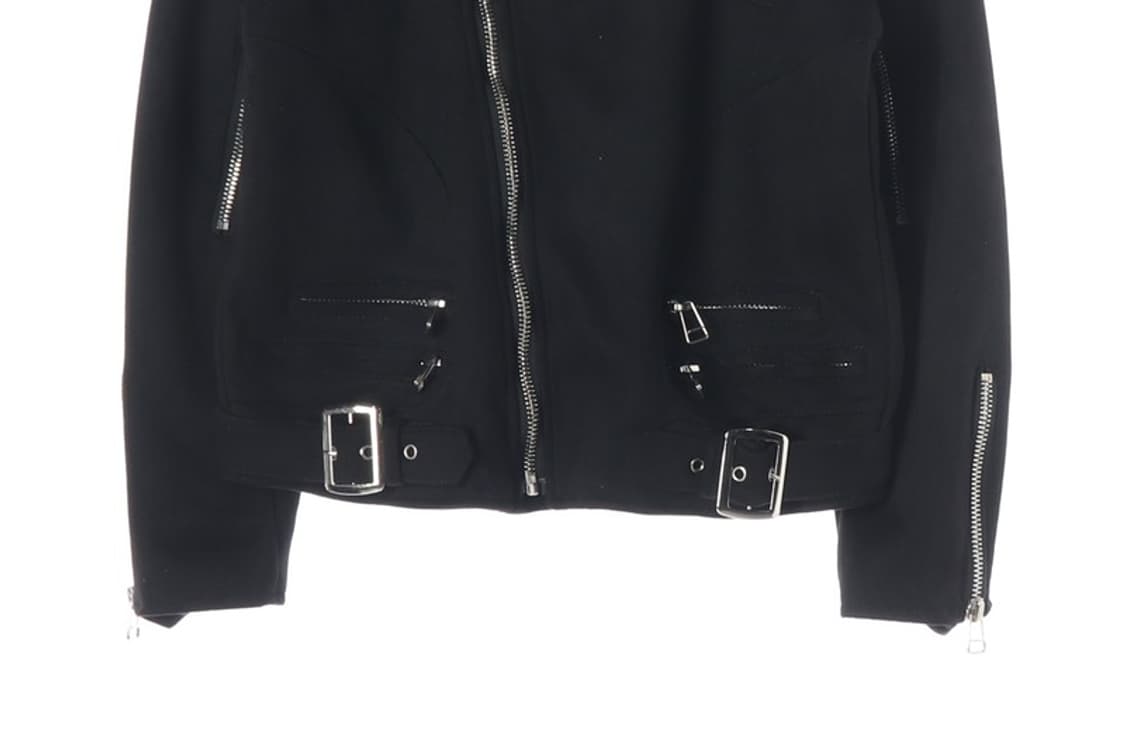 드레스볼륨 블랙 패브릭 더블 라이더 자켓 L 상품이미지4