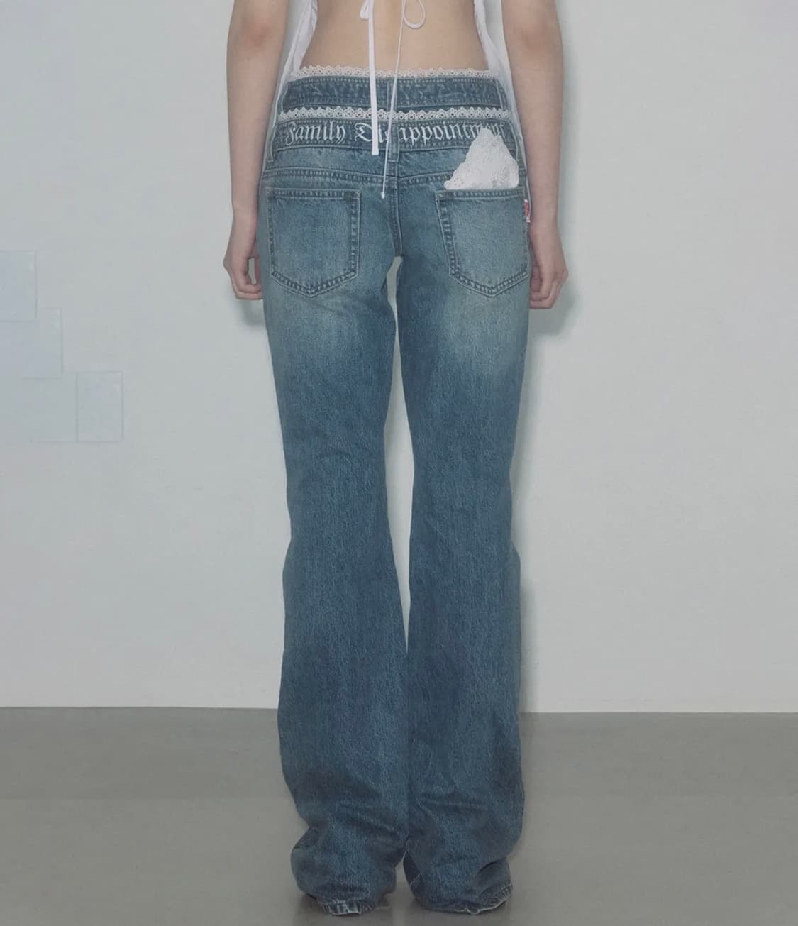 Double Waist Boots Cut Denim Mid Blue L 상품이미지2