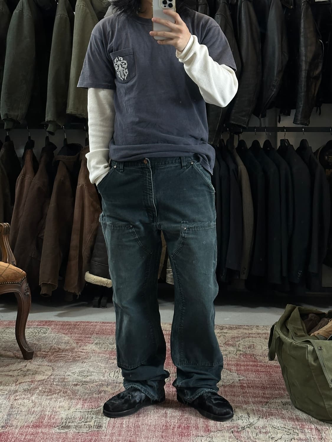 OG 칼하트 B01 더블니 블랙 칼하트 썩블니 카펜터 상품이미지2