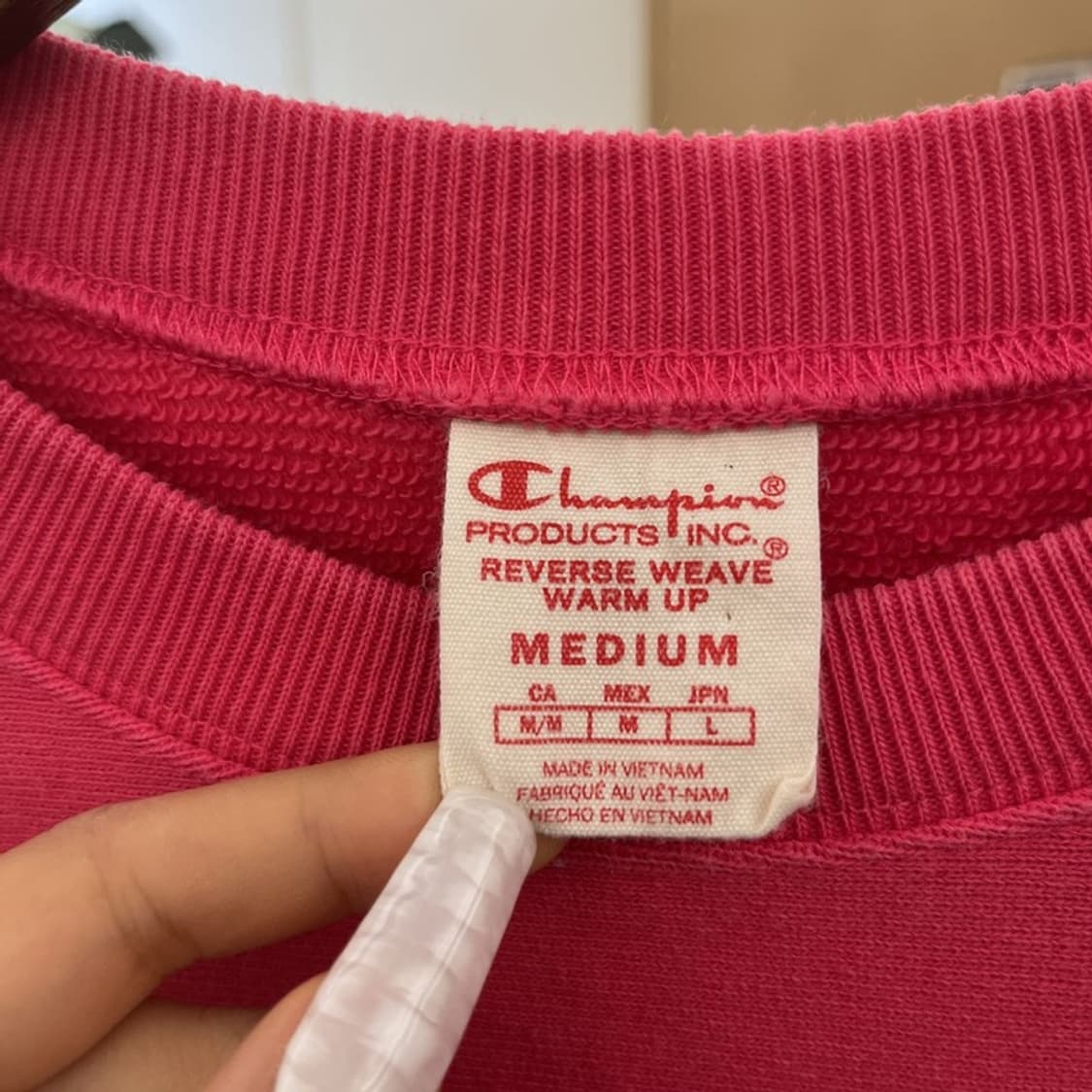 챔피온 리버스위브 Y2K 레트로 00's 핫핑크 맨투맨 M C10676 상품이미지5