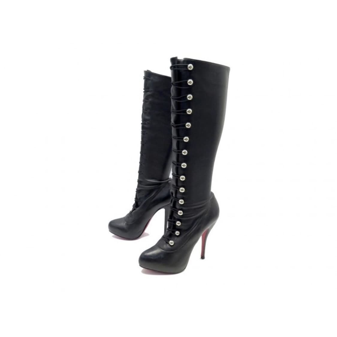 Louboutin 크리스찬 루부탱 램스킨 블랙레더 니하이부츠  상품이미지1