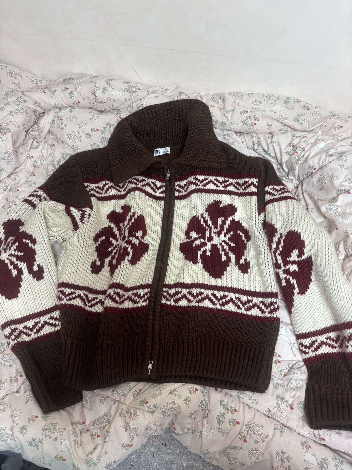 락케이크 플라워 코위찬 가디건 브라운 상품이미지5