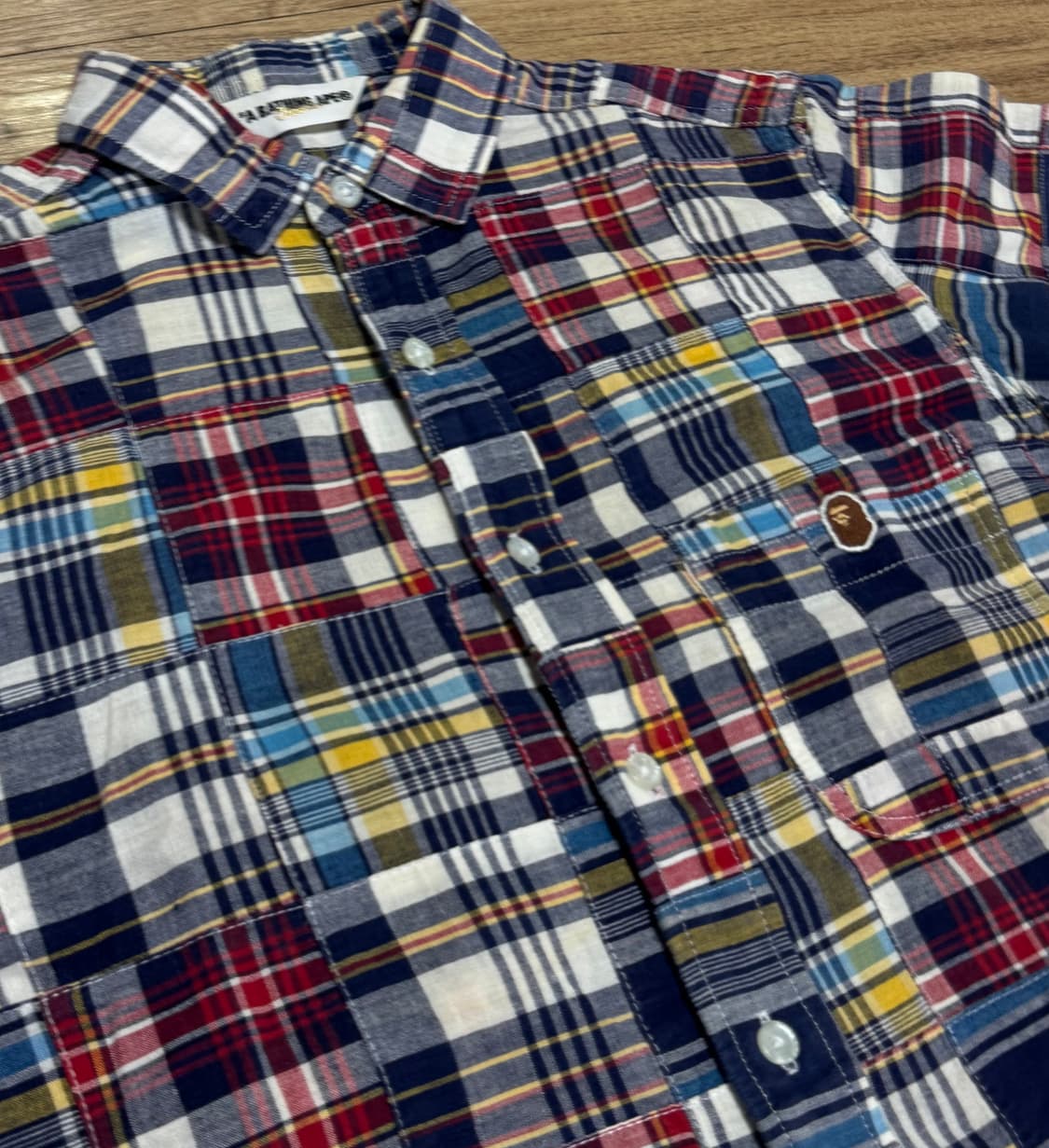 [M]베이프 패치워크 반팔 셔츠 상품이미지2