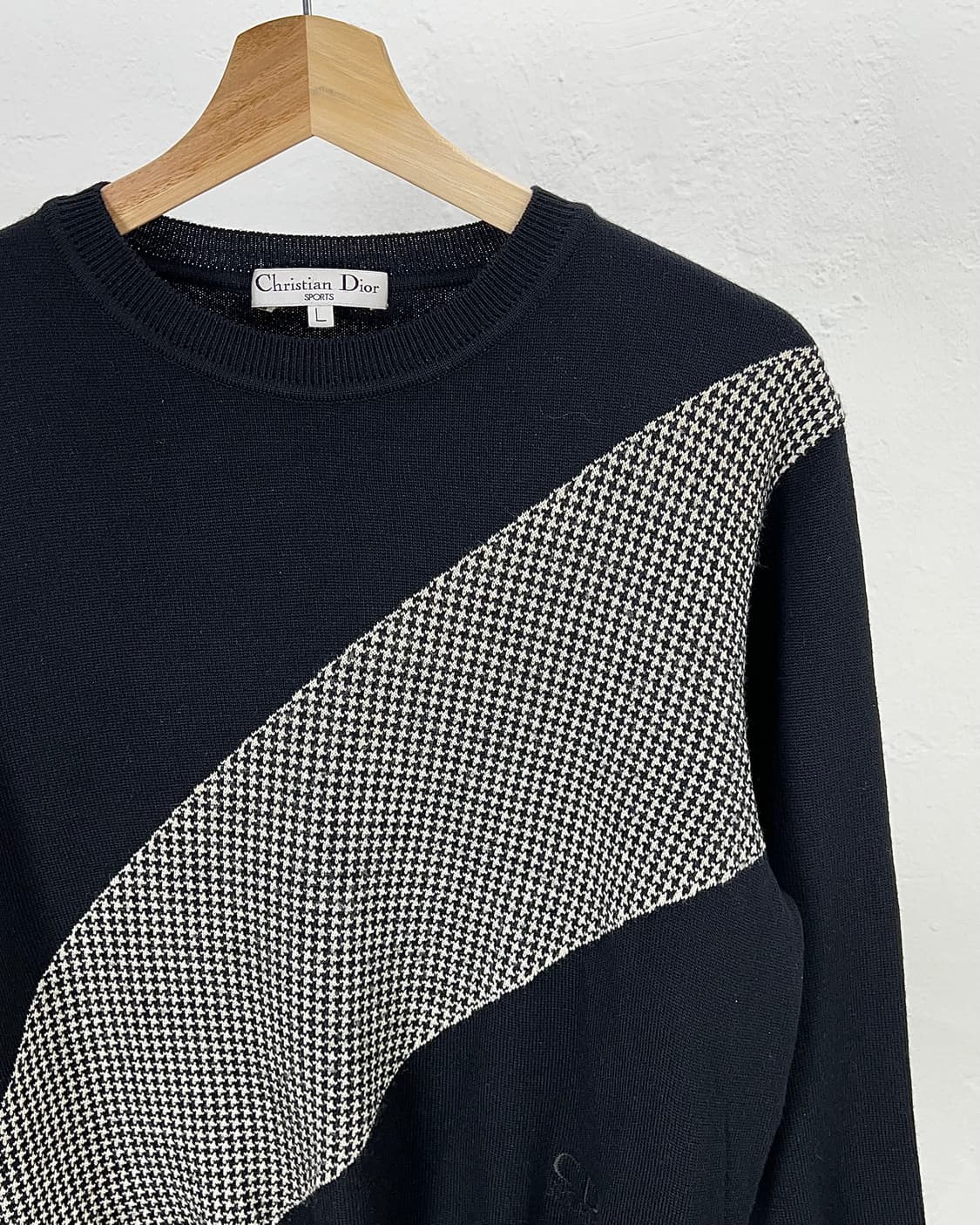 90s 크리스찬 디올 하운드 투스 배색 니트 스웨터 상품이미지3