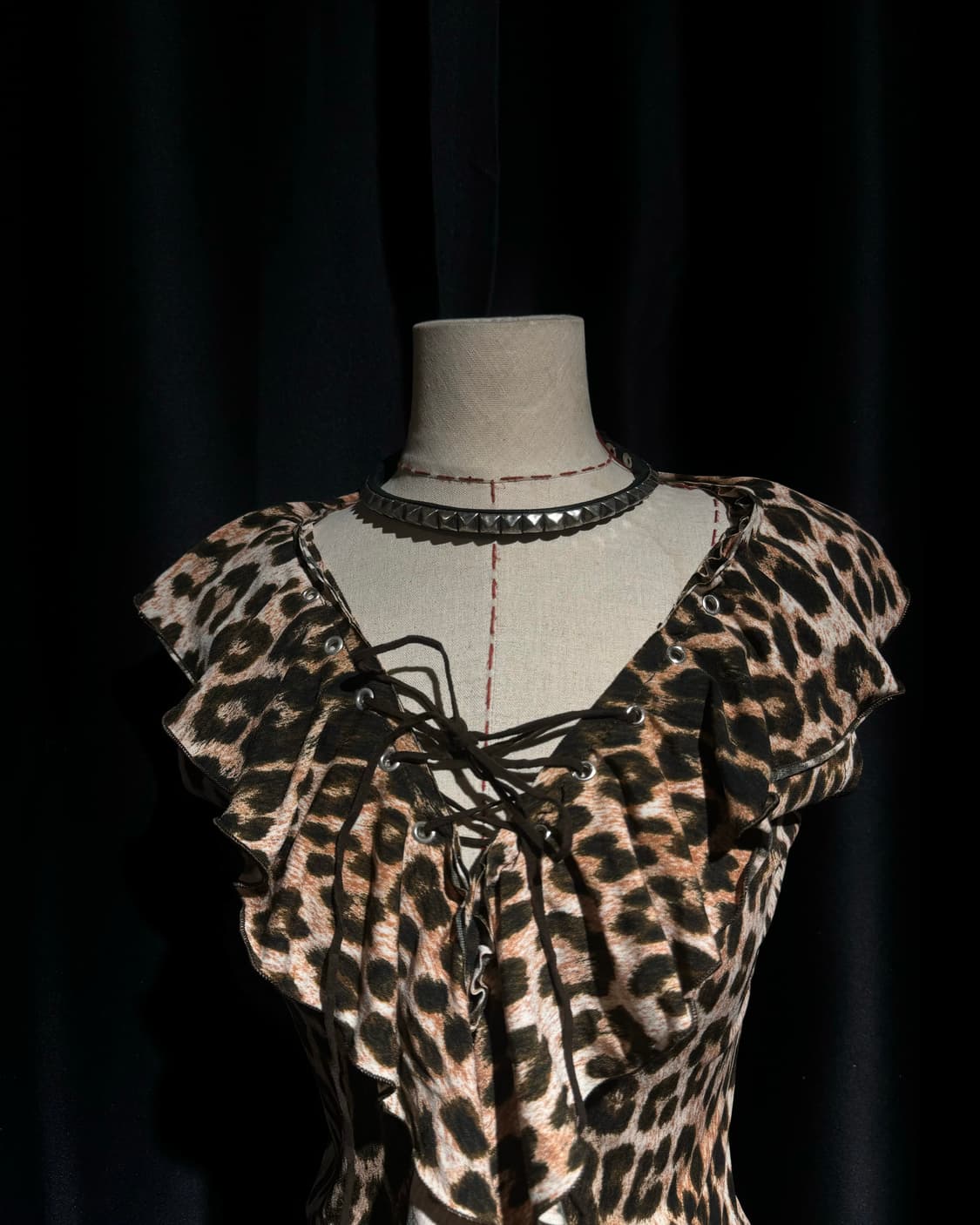 레오파드 레이스업 프릴 탑 상품이미지2