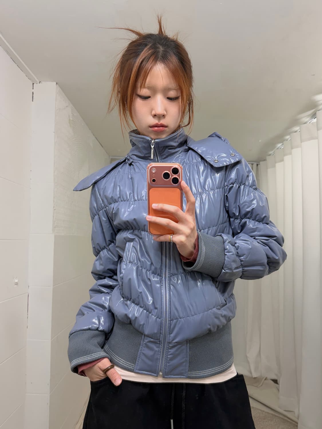 아디다스 코발트 쿨톤 블루 작사 글로시 패딩 상품이미지3