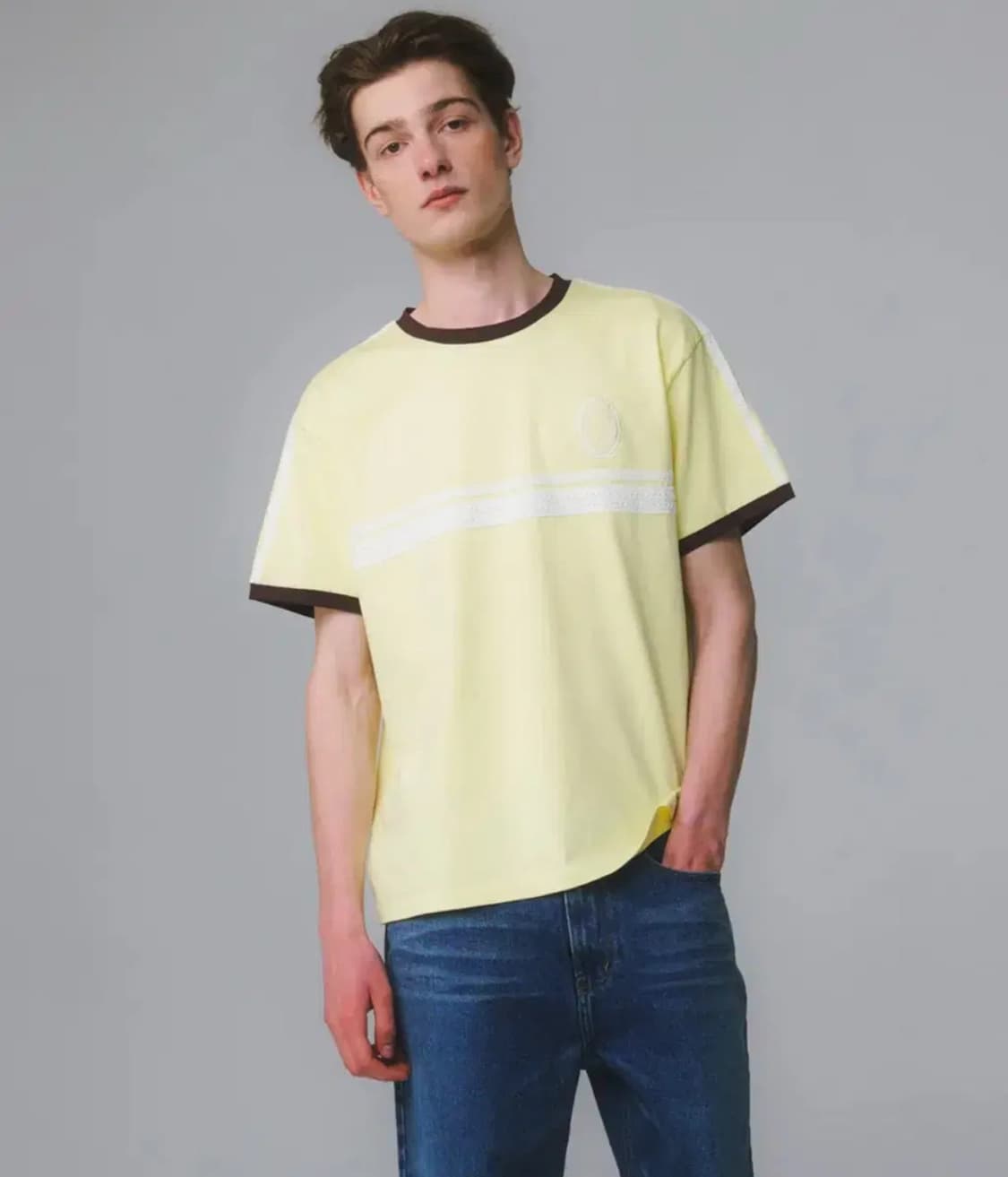 문선 레이스 유니폼 티셔츠 레몬 L 상품이미지1