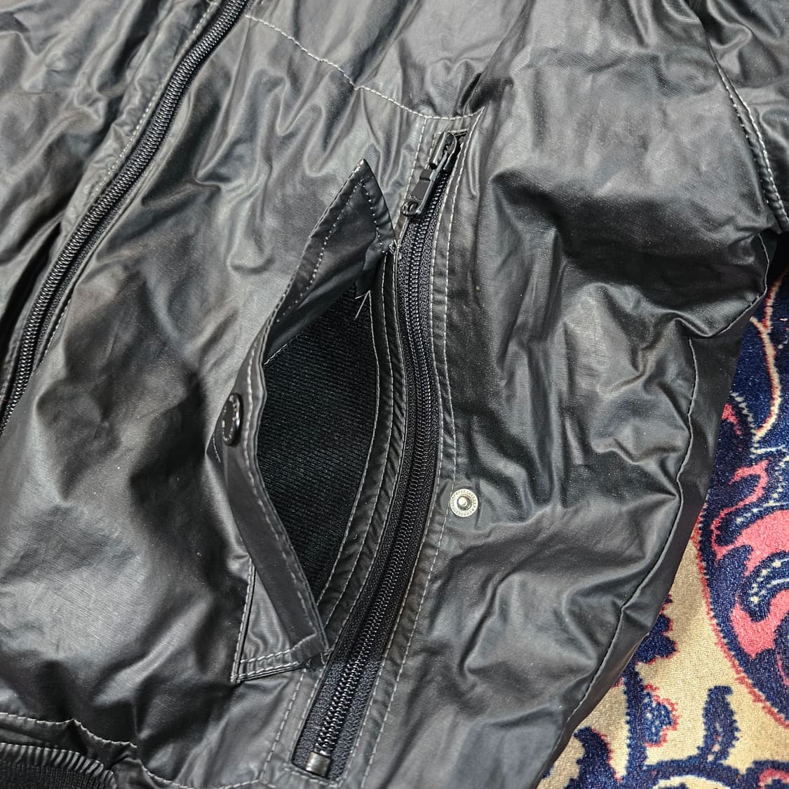 벤셔먼 00's 나일론 왁싱 바이커 후드 숏 자켓  상품이미지8