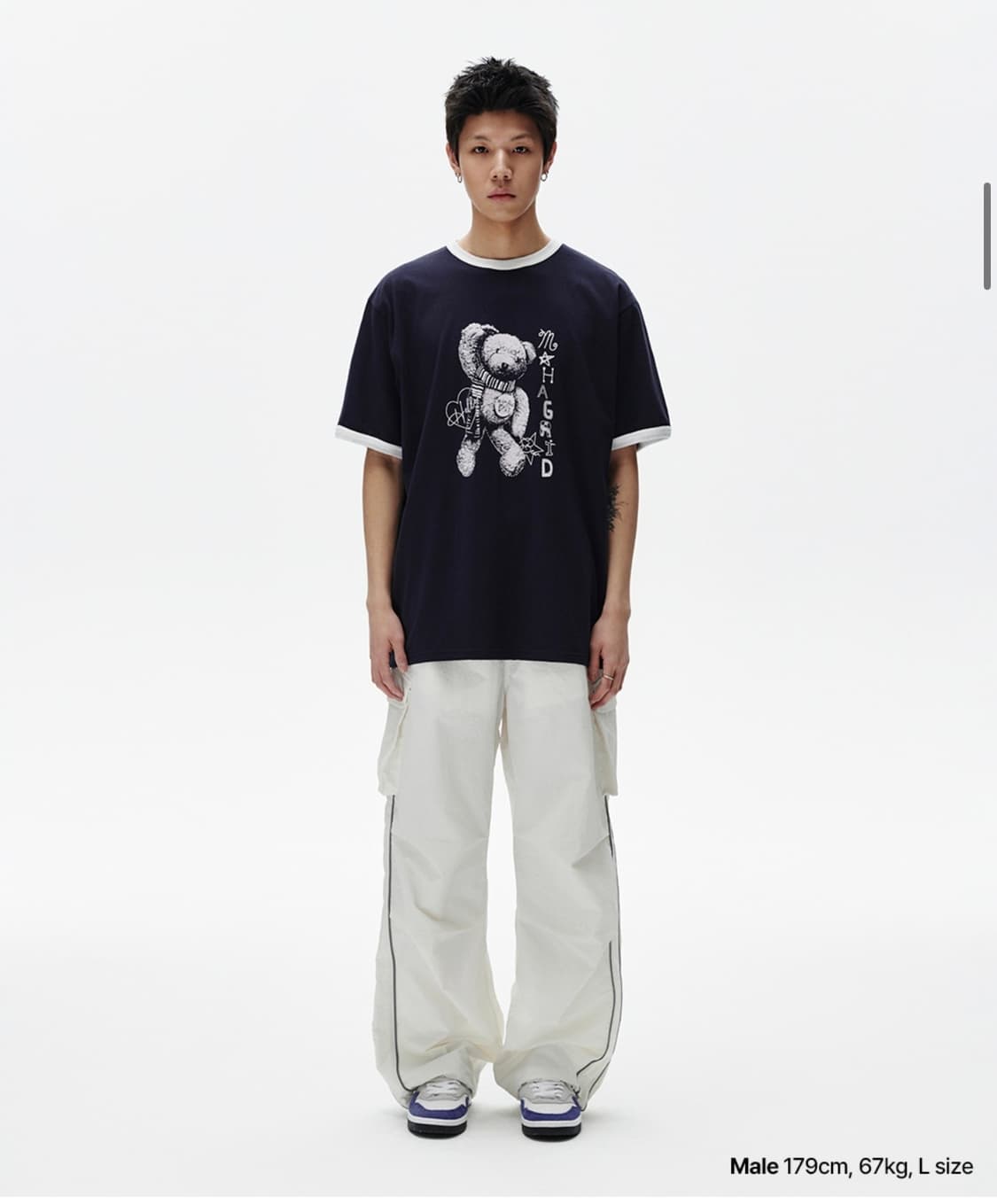 마하그리드 HELLO BEAR RINGER TEE NAVY 상품이미지1