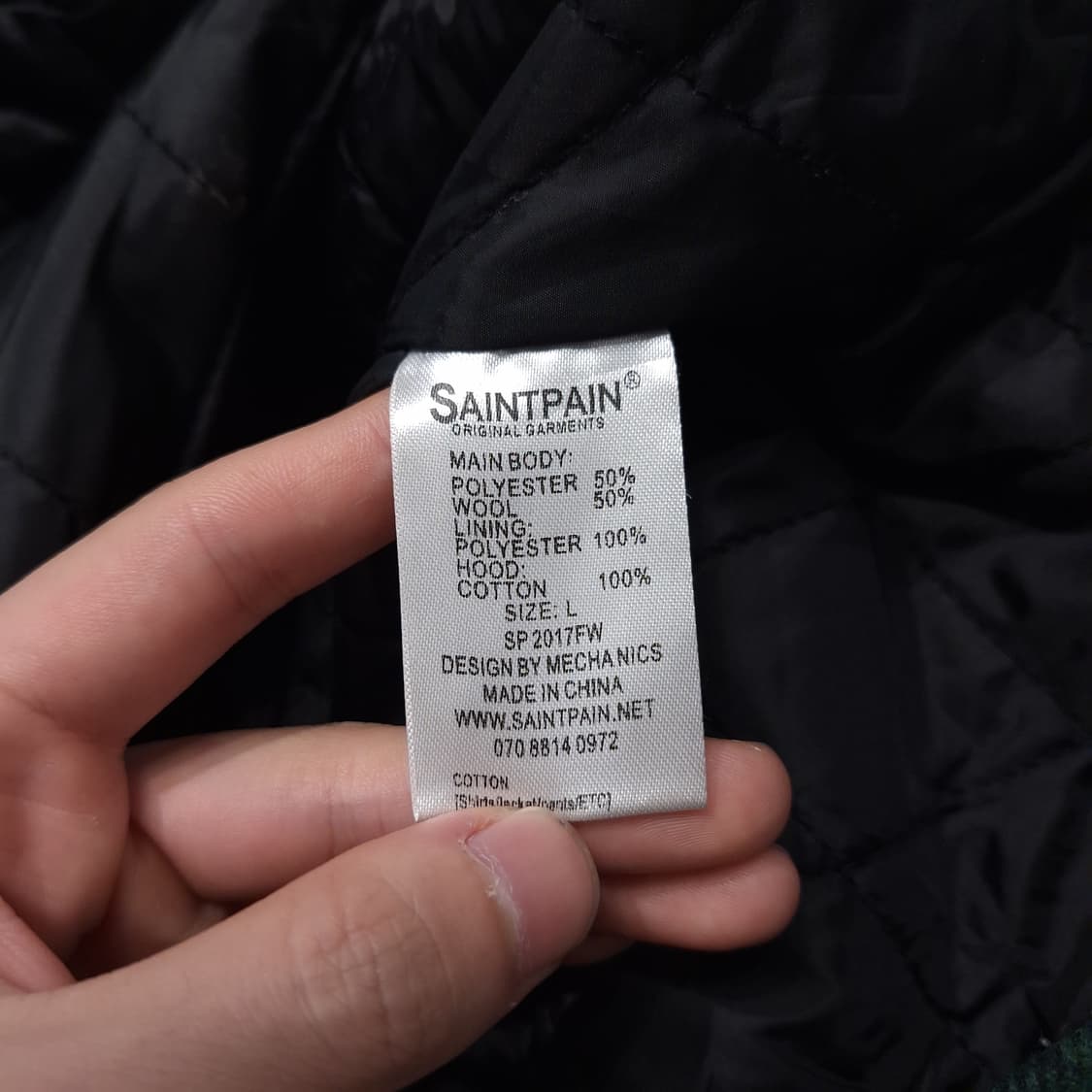SAINTPAIN 세인트페인 그린 체크패턴 울블렌드 패디드 후드집업 상품이미지9