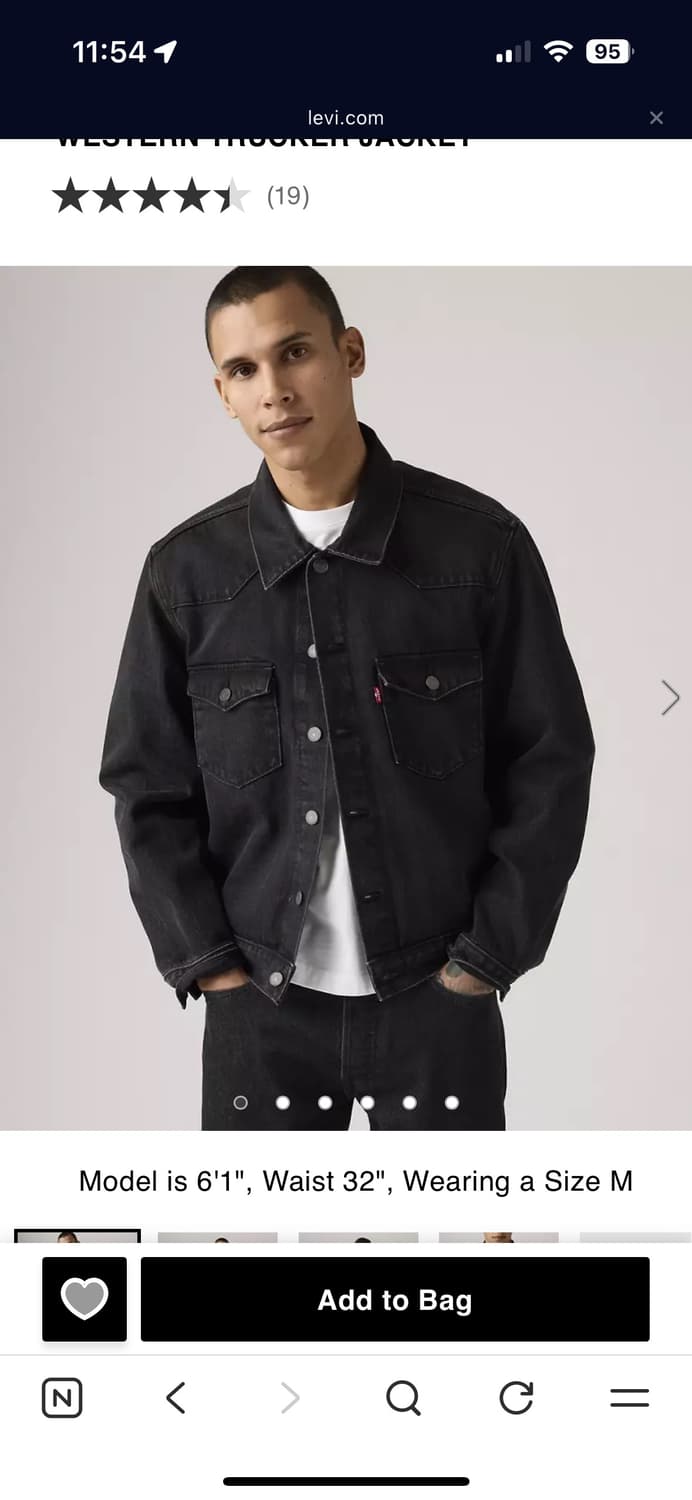 리바이스 웨스턴 트러커, 블랙 데님 L 사이즈 상품이미지1