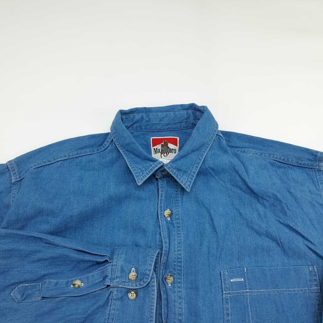 Co824 XL 말보로 클래식 80s 캐나다 중청 데님 긴팔 워크 셔츠 상품이미지3