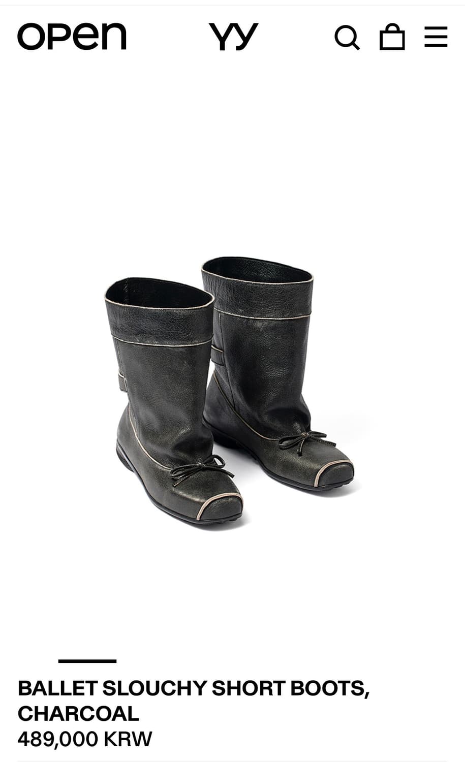 오픈와이와이 BALLET SLOUCHY SHORT BOOTS차콜 상품이미지2