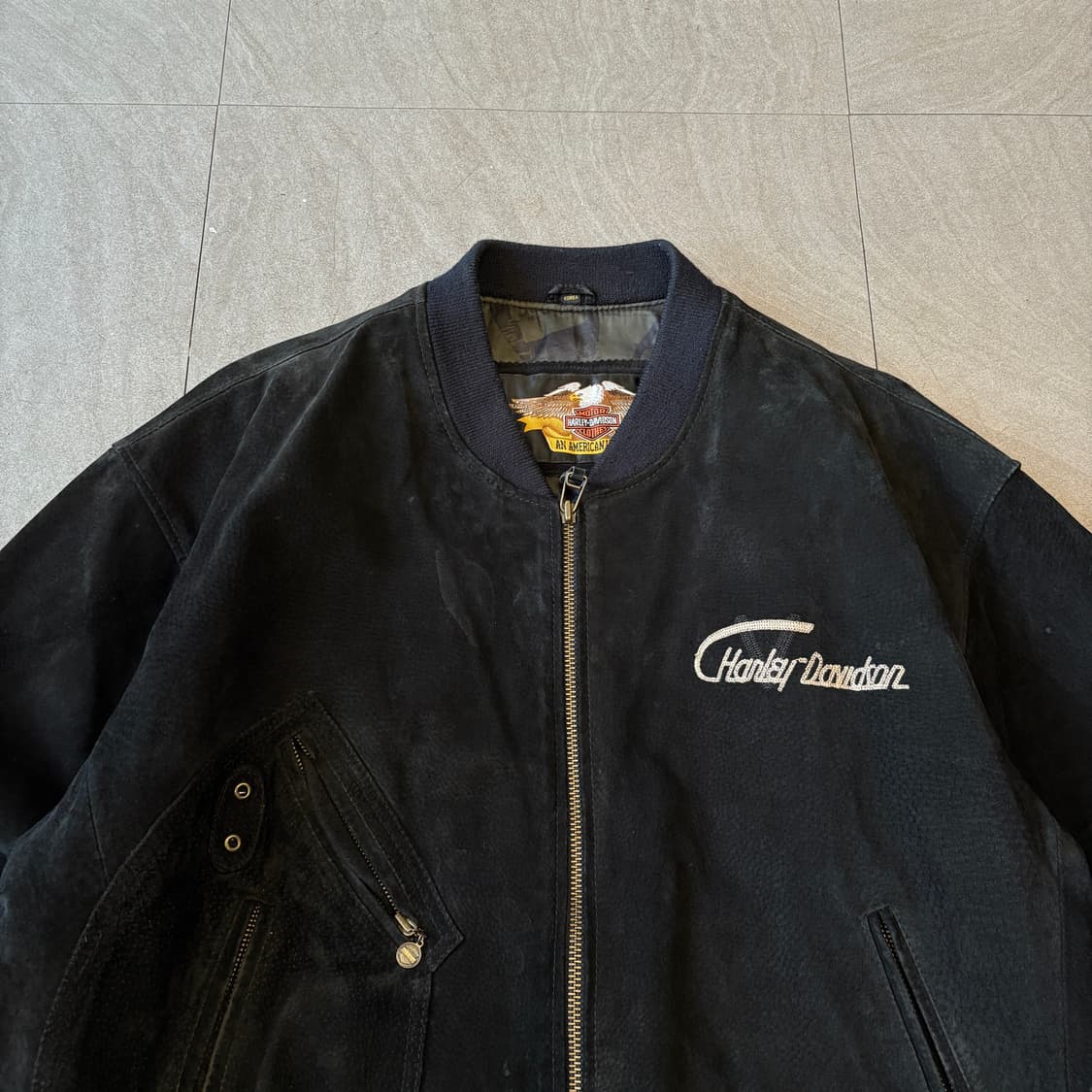 90s 91년 7월 생산 할리 데이비슨 가죽 스웨이드 자켓 상품이미지5