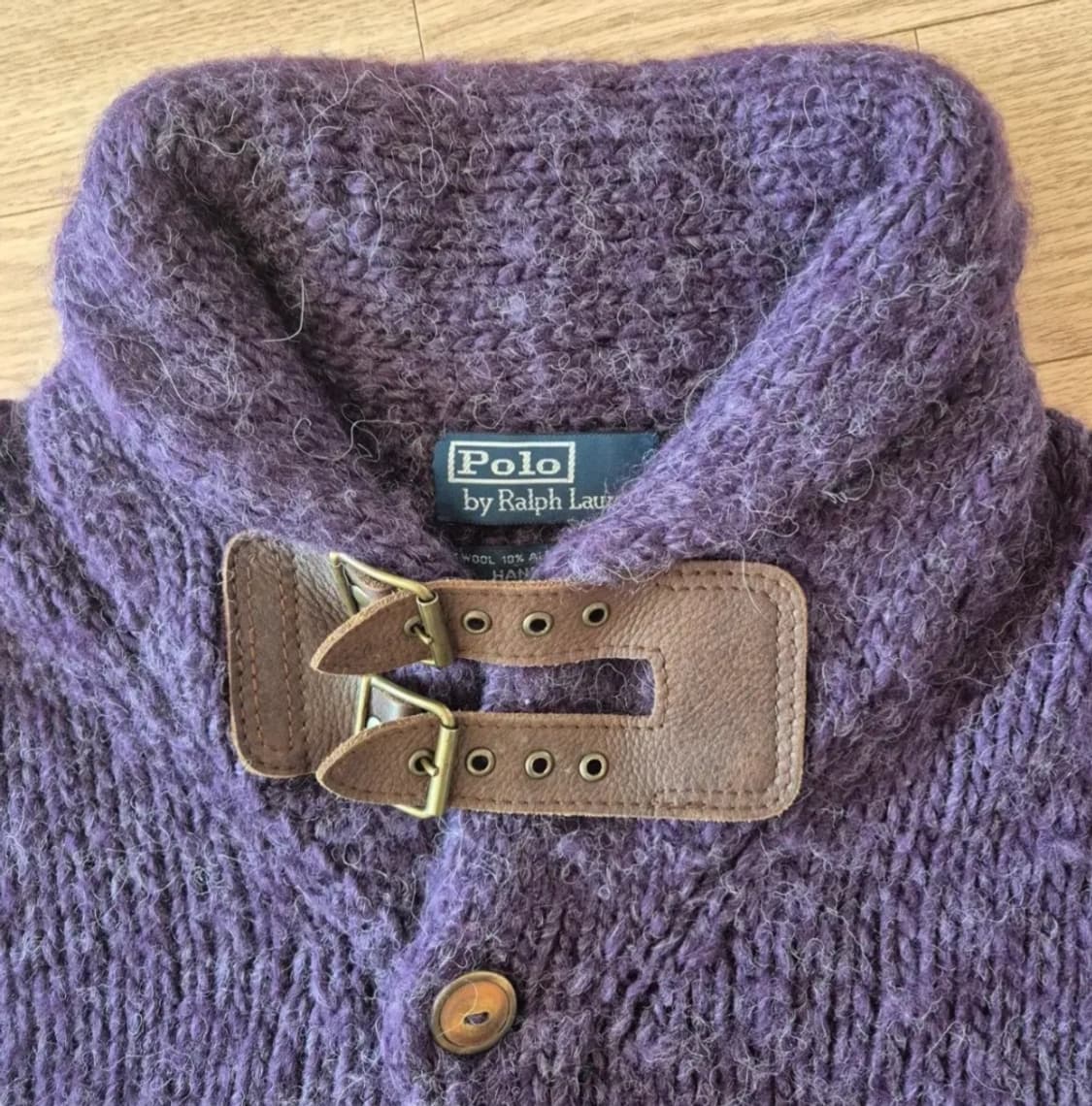 폴로 랄프로렌 울 알파카 혼방 핸드니트 숄카라 가디건 L 상품이미지2