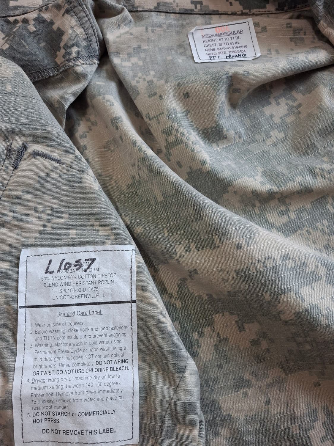 미군 밀리터리 ACU 카모 M-R 상의 상품이미지7